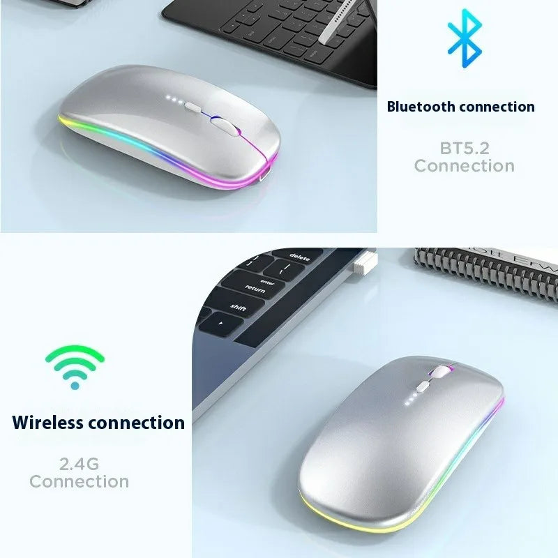 LED Wireless Mouse For Laptop Tablet PC Bluetooth RGB Rechargeable Mouses 2.4G+Bluetooth Silent Mice Backlit Gaming Mouse
