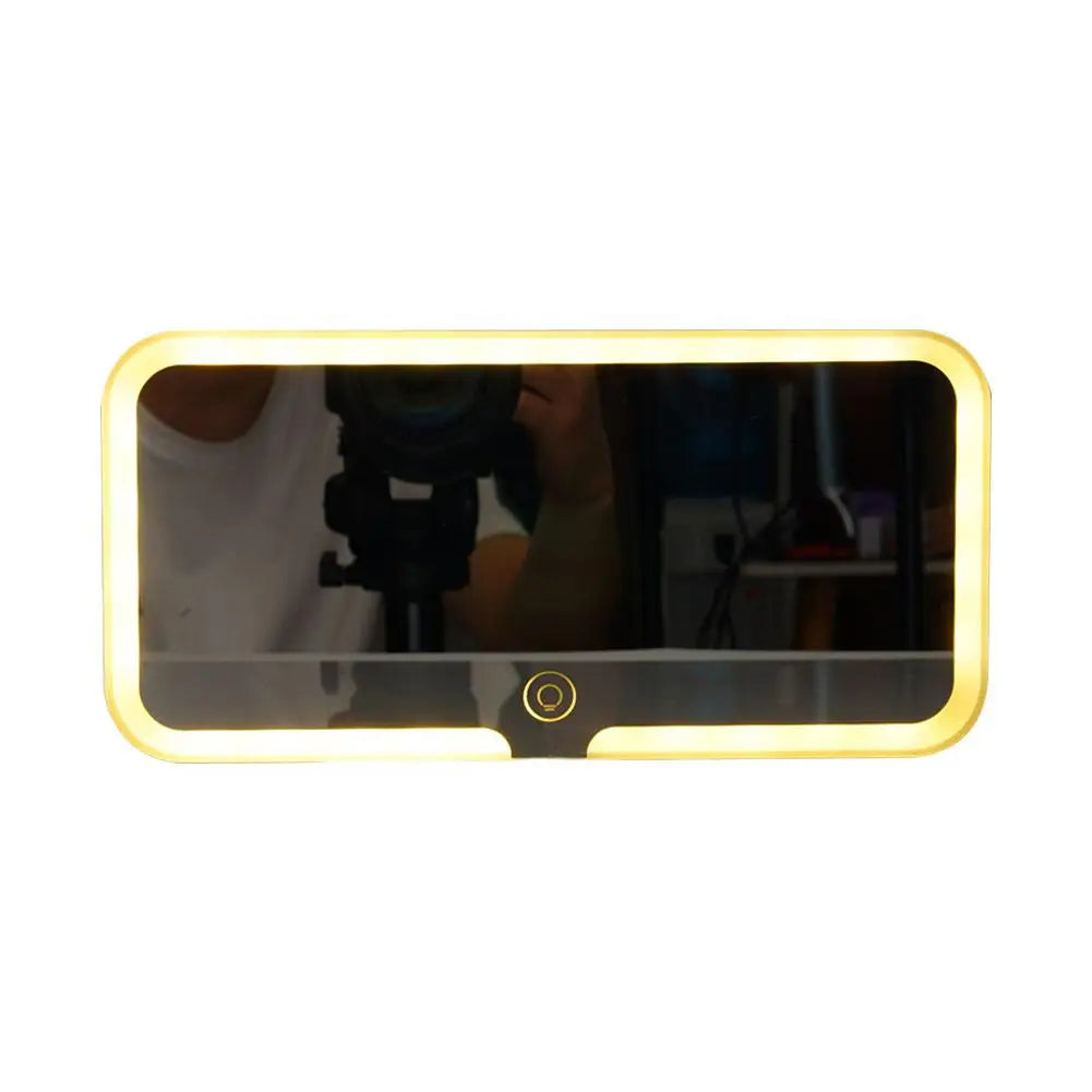 LED Light Modes Stepless Dimming Visor Makeup Mirror Rechargeable Touch Sensor Cosmetic Mirror Large Screen Car Vanity Mirror