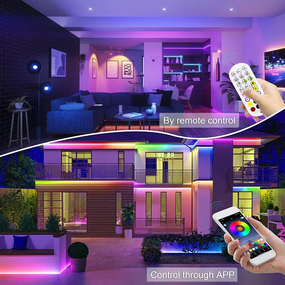 10M/5M RGB Smart WIFI Neon LED Strip Light Compatible with Alexa, 12V 108leds/m Waterproof Music Sync DIY Tape Controlled by APP