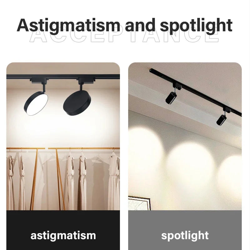 2 Wires Set LED Track Light AC220V-240V 12w 18W 24W Black Aluminum Track Lighting Rail Spot Led For Home Kitchen Clothing Shop