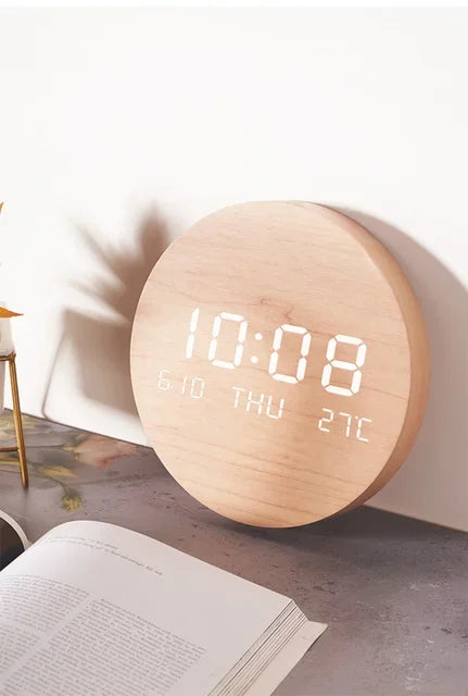 Led Digital Wall Clock With Temperature, Date & Time Display - Multi-functional Silent Operation For Living Room, Bedroom & Home