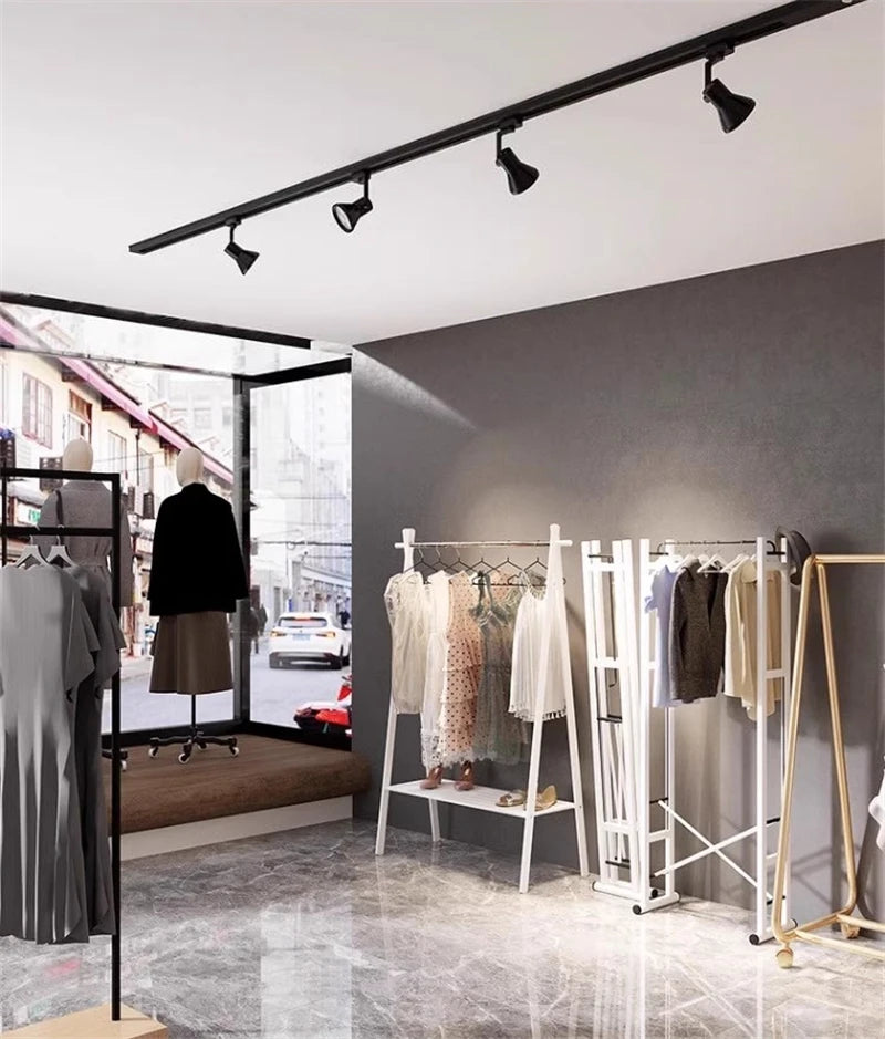 PAR30 LED E27 Track Light Bracket Base 2-Wires Rail Ceiling Lamps Holder Clothing Store Living Room Replaceable Spotlight Socket