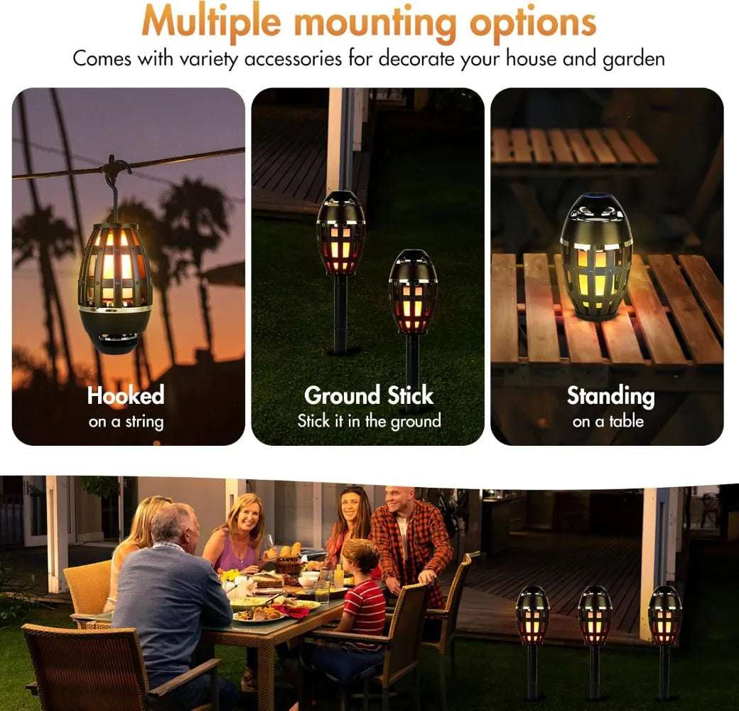LED Flame Table Lamp Atmosphere Bluetooth Speaker Night Light for Indoor Outdoor Torch Atmosphere Bluetooth Speakers Waterproof