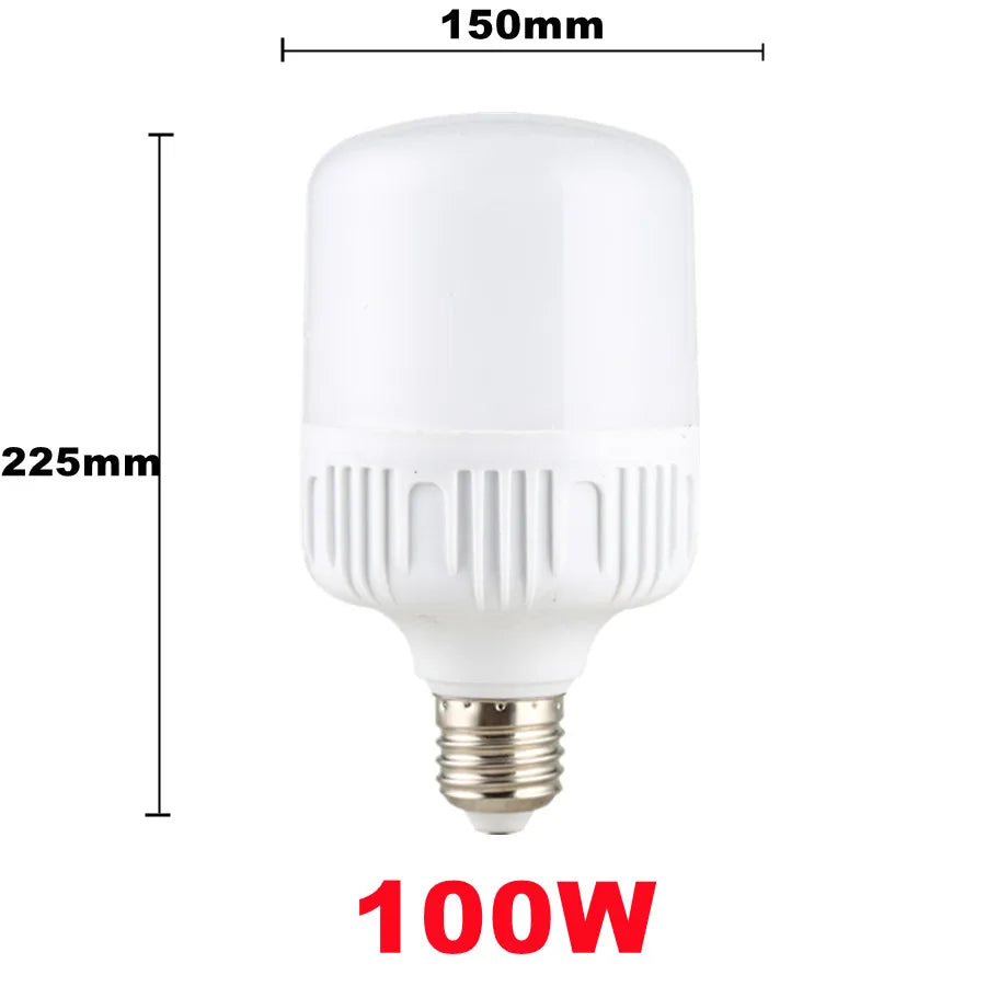 100W E27 LED Screw Mouth Light 220V High Brightness Light Bulb White Light Eye Protection Non Flickering High Heat Dissipation