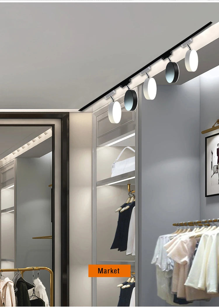 2 Wires Set LED Track Light AC220V-240V 12w 18W 24W Black Aluminum Track Lighting Rail Spot Led For Home Kitchen Clothing Shop