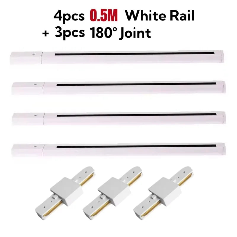 PAR30 LED E27 Track Light Bracket Base 2-Wires Rail Ceiling Lamps Holder Clothing Store Living Room Replaceable Spotlight Socket