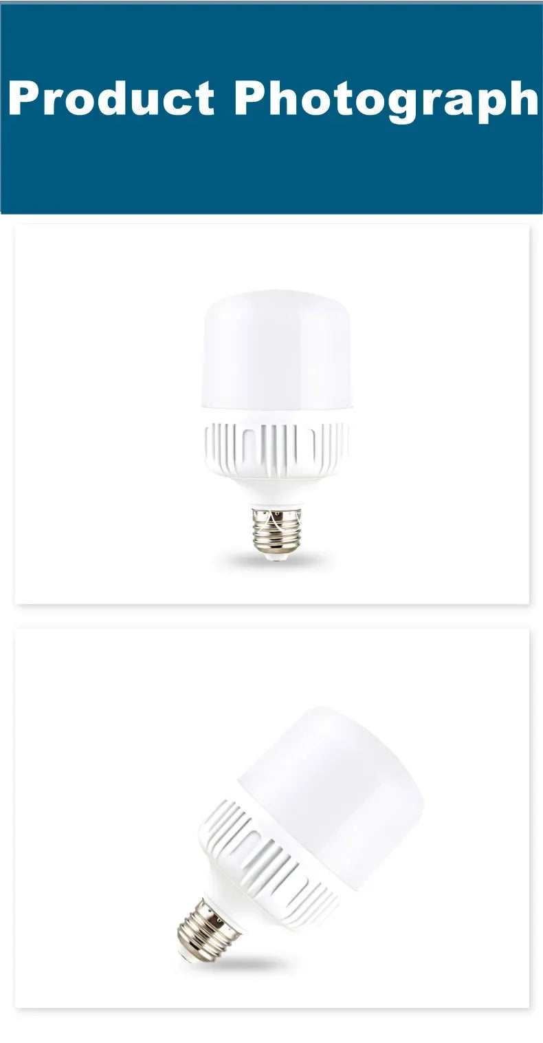 100W E27 LED Screw Mouth Light 220V High Brightness Light Bulb White Light Eye Protection Non Flickering High Heat Dissipation