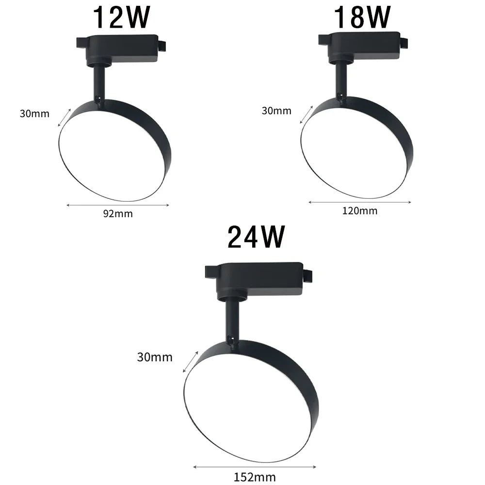 2 Wires Set LED Track Light AC220V-240V 12w 18W 24W Black Aluminum Track Lighting Rail Spot Led For Home Kitchen Clothing Shop