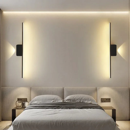 Modern Minimalist LED Wall Lamp Bedroom Bedside Long Strip Wall Sconces Living Room Sofa Background Home Indoor Lighting Fixture