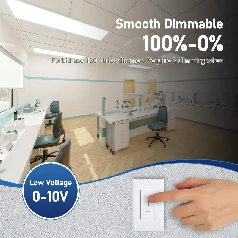 2025 2x4 LED Flat Panel Light Drop Ceiling 0-10V Dimmable, 30/40/50W Selectable, 3000K 4000K 5000K Switchable, 120-277V, ETL Lis