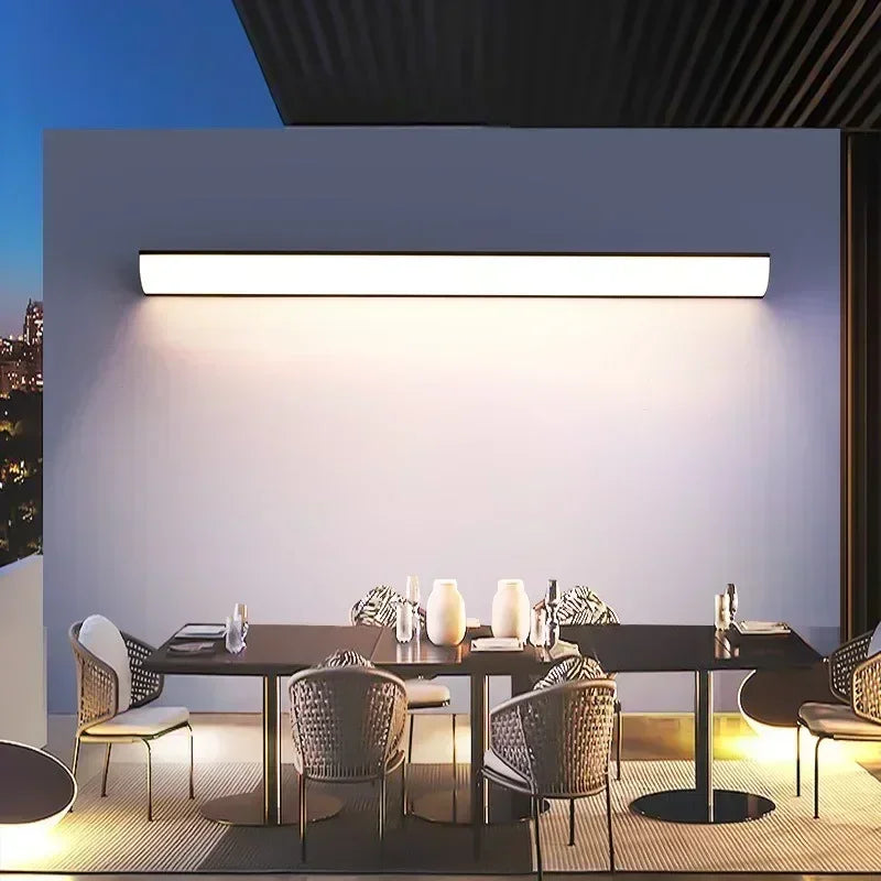 Minimalist Long Strip Outdoor Wall Lamp Exterior Wall Waterproof Modern LED Lighting Garden Villa Balcony Wall Washer  Dimmable