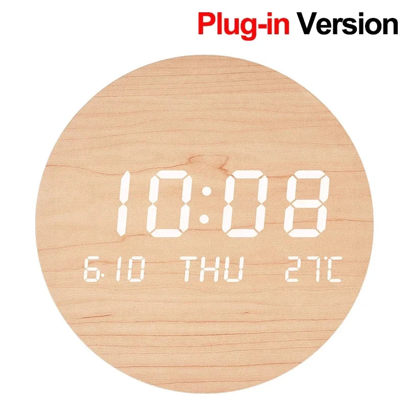 Led Digital Wall Clock With Temperature, Date & Time Display - Multi-functional Silent Operation For Living Room, Bedroom & Home
