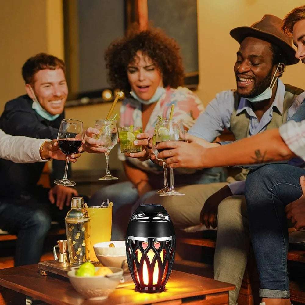 LED Flame Table Lamp Atmosphere Bluetooth Speaker Night Light for Indoor Outdoor Torch Atmosphere Bluetooth Speakers Waterproof