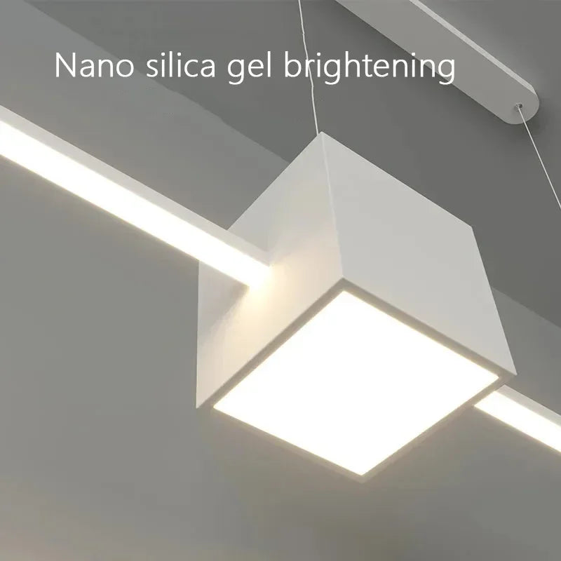 Modern LED Pendant Light White Dining Room Kitchen Living  Square Design Ceiling Chandelier Simple Personality Hanging Lamp