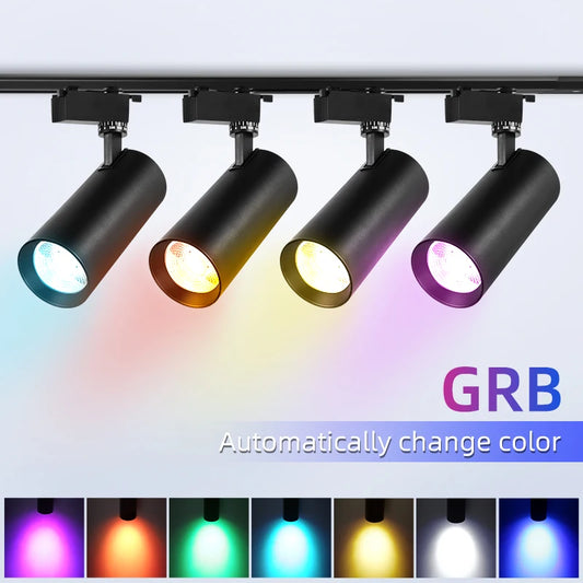 RGB Rail Lighting LED Neon Led Spot Stage Lights Fixture Ceiling Lamp for Room Decor Disco Bar Clothing Store Track Light Set