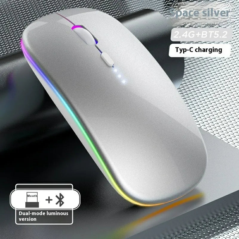 LED Wireless Mouse For Laptop Tablet PC Bluetooth RGB Rechargeable Mouses 2.4G+Bluetooth Silent Mice Backlit Gaming Mouse