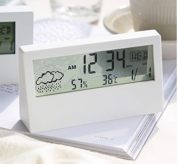 LED Thermometer Thermo-Hygrometer Multifunction Electronic Temperature Humidity Meter Weather Station for Home With Alarm Clock