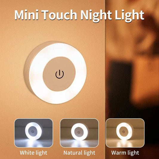 6CM Rechargeable Led Night Light with Touch Switch Wireless Wall Lamp Reading Book Light 3-Colors Dimmable for Bedroom Cabinet