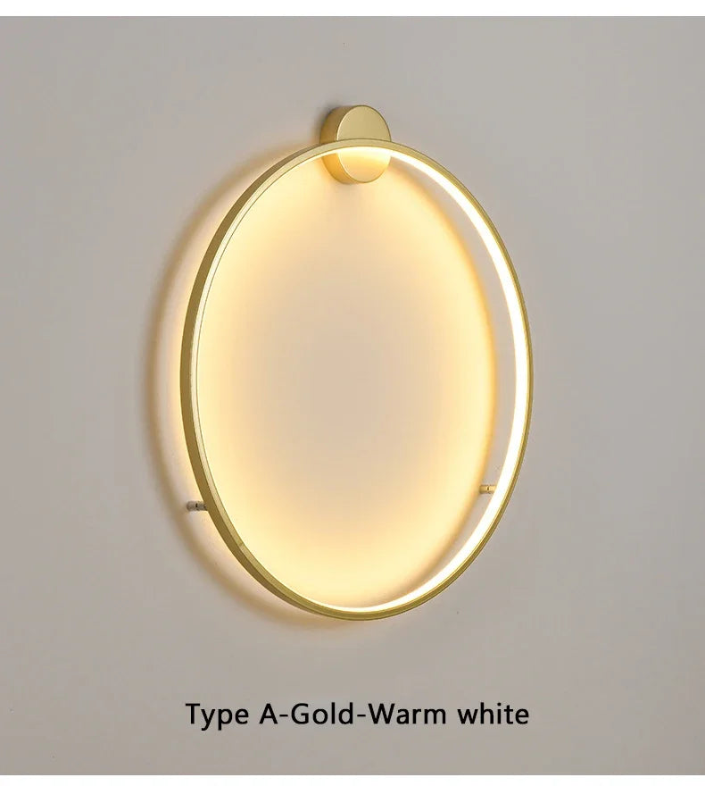 Minimalist LED Circle Background Wall Lamp Home Indoor Decor Wall Sconces Living Room Hall Hotel Wall Lights Bedside Light Black