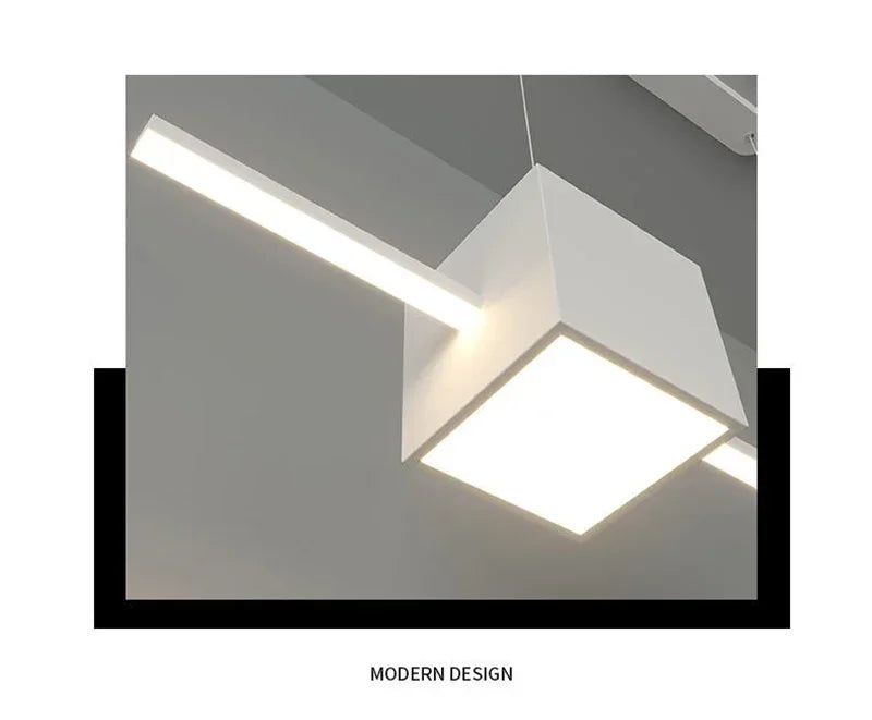 Modern LED Pendant Light White Dining Room Kitchen Living  Square Design Ceiling Chandelier Simple Personality Hanging Lamp