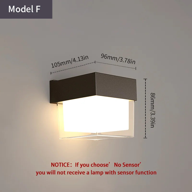 LED Outdoor Wall Light PIR Motion Sensor Wall lamp AC110V 220V Waterproof Modern Indoor Home Balcony Porch Garden Decoration