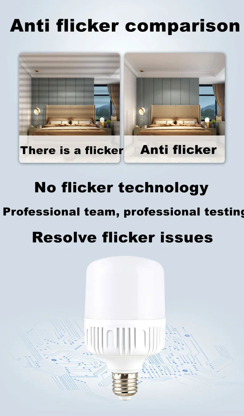 100W E27 LED Screw Mouth Light 220V High Brightness Light Bulb White Light Eye Protection Non Flickering High Heat Dissipation