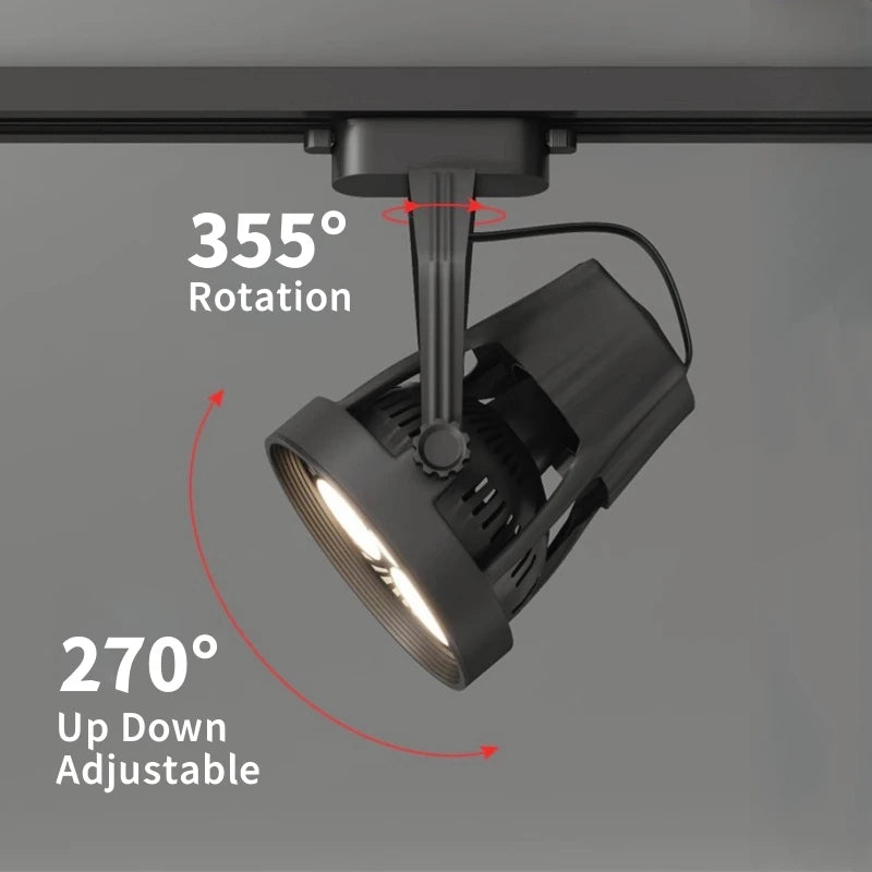 PAR30 LED E27 Track Light Bracket Base 2-Wires Rail Ceiling Lamps Holder Clothing Store Living Room Replaceable Spotlight Socket