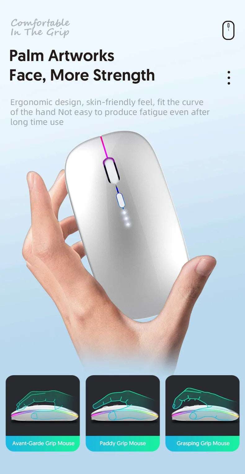 LED Wireless Mouse For Laptop Tablet PC Bluetooth RGB Rechargeable Mouses 2.4G+Bluetooth Silent Mice Backlit Gaming Mouse