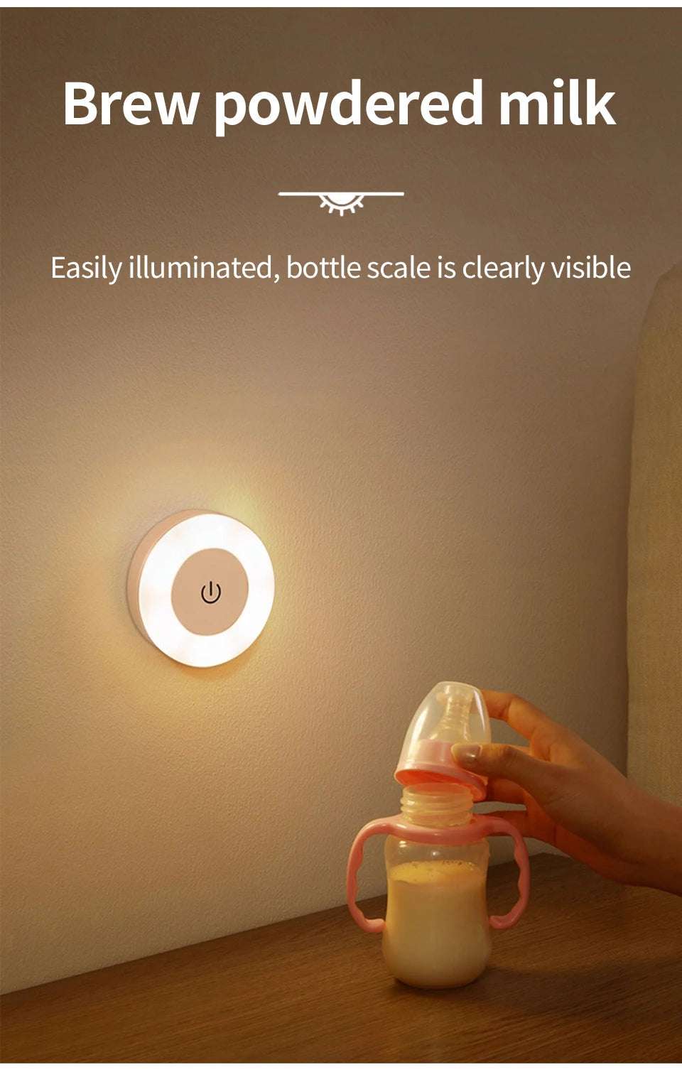 6CM Rechargeable Led Night Light with Touch Switch Wireless Wall Lamp Reading Book Light 3-Colors Dimmable for Bedroom Cabinet
