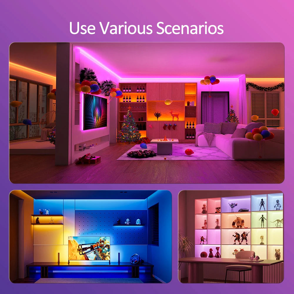 10M/5M RGB Smart WIFI Neon LED Strip Light Compatible with Alexa, 12V 108leds/m Waterproof Music Sync DIY Tape Controlled by APP
