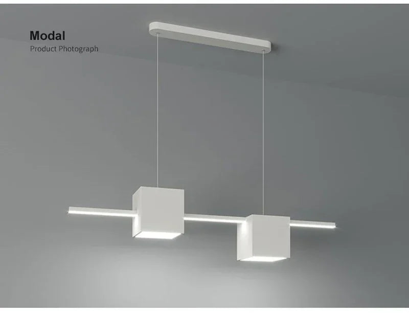 Modern LED Pendant Light White Dining Room Kitchen Living  Square Design Ceiling Chandelier Simple Personality Hanging Lamp