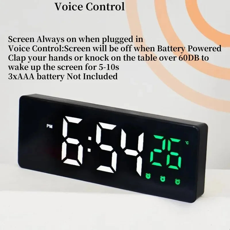 LED Digital Alarm Clock Temperature Date Display Snooze USB Desktop Mirror LED Clocks for Living Room Decoration