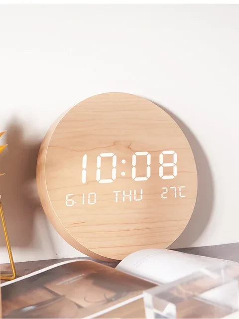 Led Digital Wall Clock With Temperature, Date & Time Display - Multi-functional Silent Operation For Living Room, Bedroom & Home
