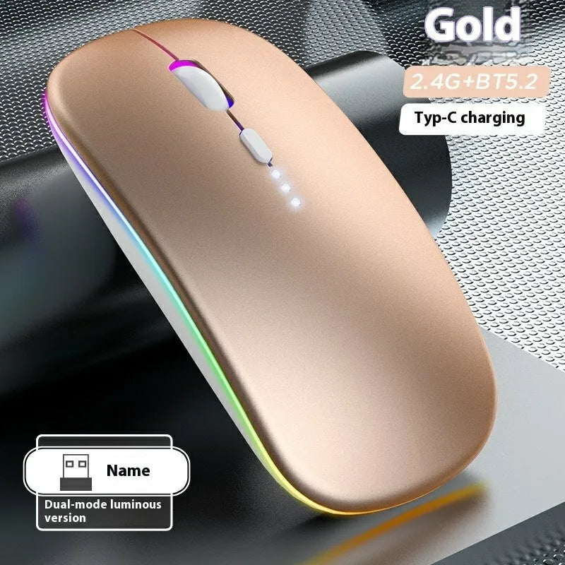 LED Wireless Mouse For Laptop Tablet PC Bluetooth RGB Rechargeable Mouses 2.4G+Bluetooth Silent Mice Backlit Gaming Mouse