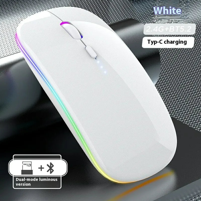 LED Wireless Mouse For Laptop Tablet PC Bluetooth RGB Rechargeable Mouses 2.4G+Bluetooth Silent Mice Backlit Gaming Mouse