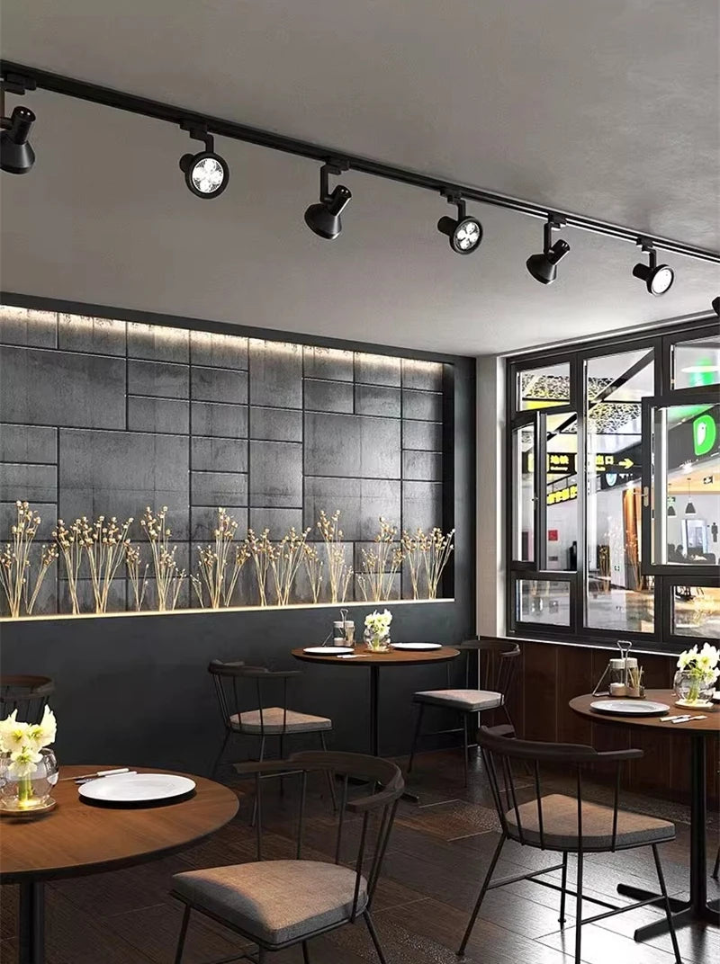 PAR30 LED E27 Track Light Bracket Base 2-Wires Rail Ceiling Lamps Holder Clothing Store Living Room Replaceable Spotlight Socket