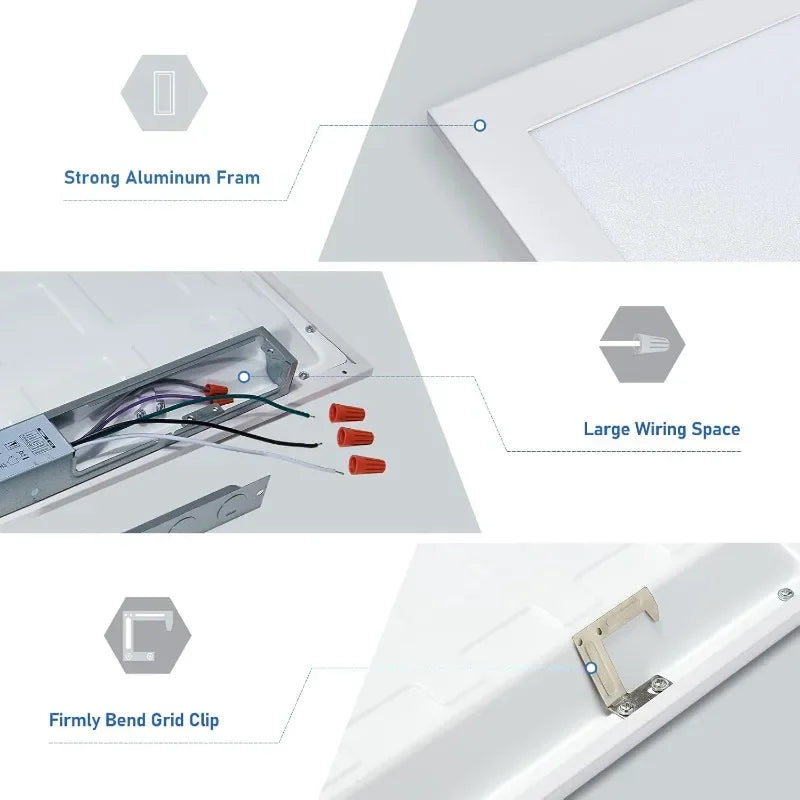 2025 2x4 LED Flat Panel Light Drop Ceiling 0-10V Dimmable, 30/40/50W Selectable, 3000K 4000K 5000K Switchable, 120-277V, ETL Lis