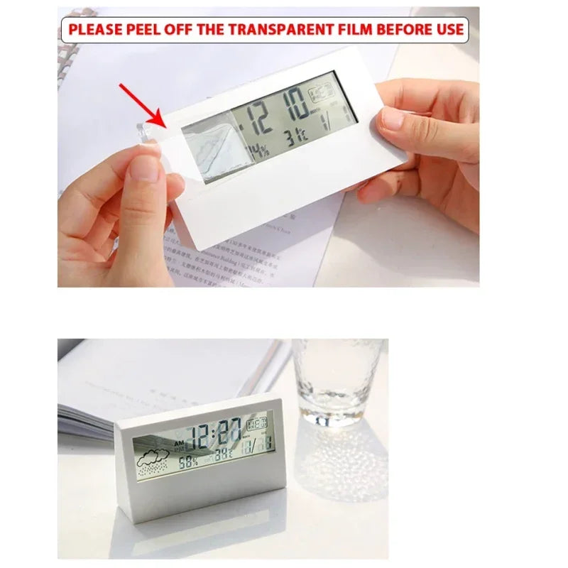 LED Thermometer Thermo-Hygrometer Multifunction Electronic Temperature Humidity Meter Weather Station for Home With Alarm Clock