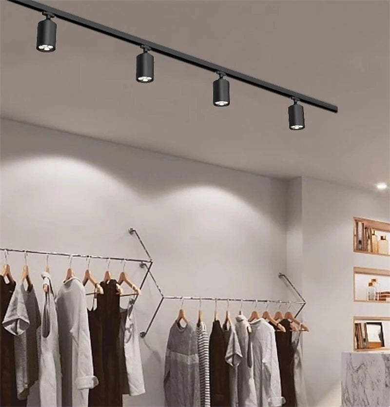 PAR30 LED E27 Track Light Bracket Base 2-Wires Rail Ceiling Lamps Holder Clothing Store Living Room Replaceable Spotlight Socket