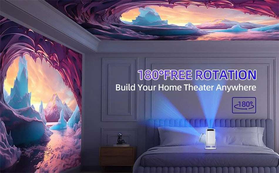 Projecteur de Cinéma Maison HOT FY300 - Support 4K, Dual Wifi6, Luminosité 260 ANSI et Rotation Flexible 180°