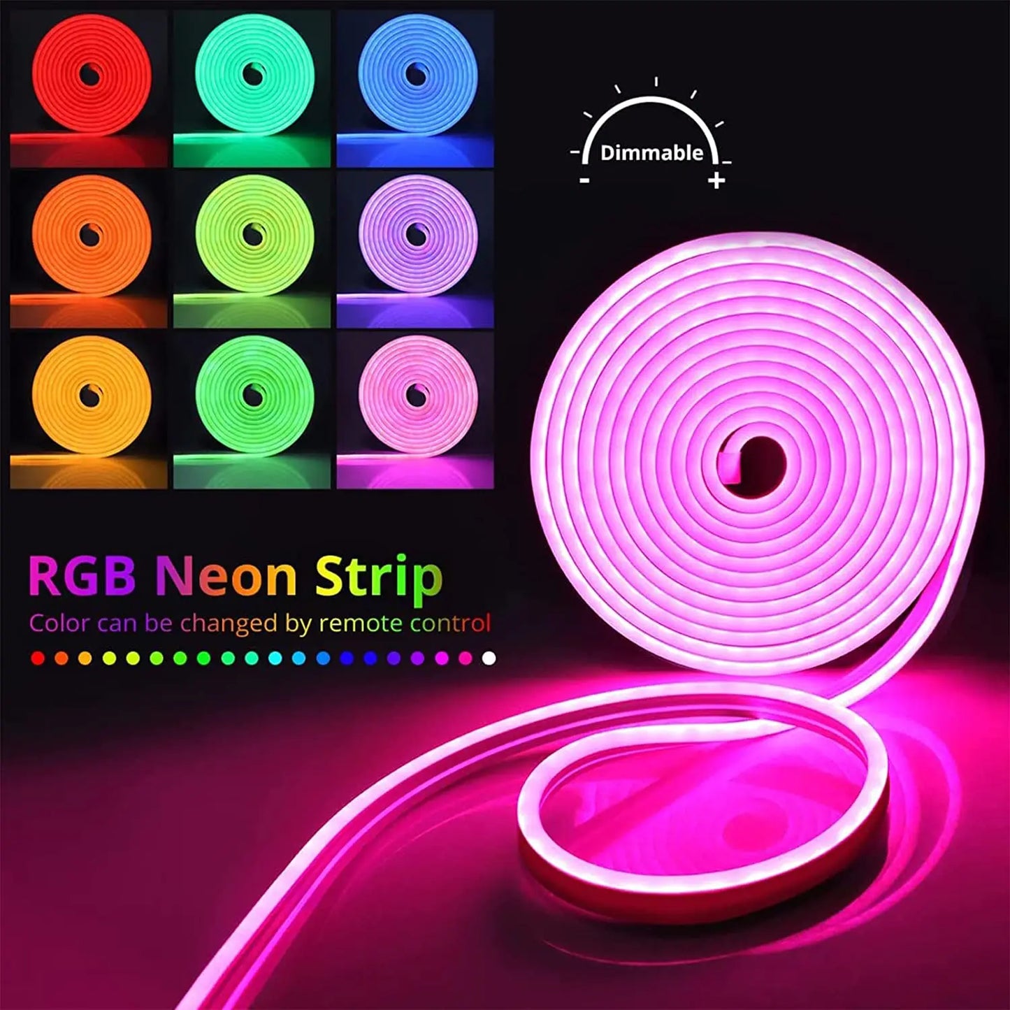 10M/5M RGB Smart WIFI Neon LED Strip Light Compatible with Alexa, 12V 108leds/m Waterproof Music Sync DIY Tape Controlled by APP