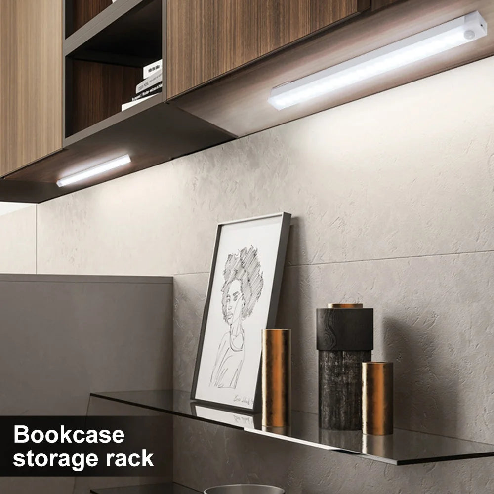 LED Motion Sensor Light Wireless LED Night Light Type C Rechargeable Light Cabinet Wardrobe Lamp Staircase Backlight For Kitchen