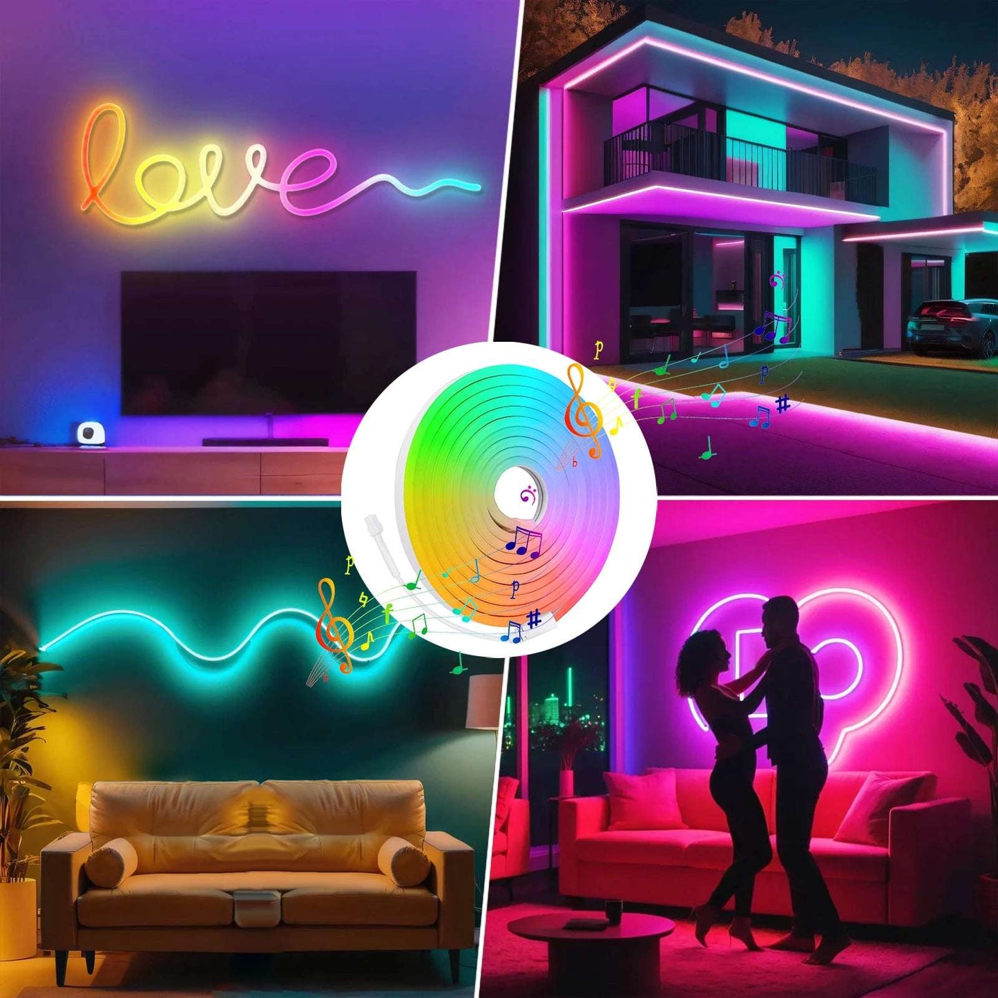 Tuya WiFi Smart WS2811 RGBIC LED Neon Light 12V 24V Waterproof Flexible LED Strip Light Bluetooth LED Tape Ribbon Bedroom Decor
