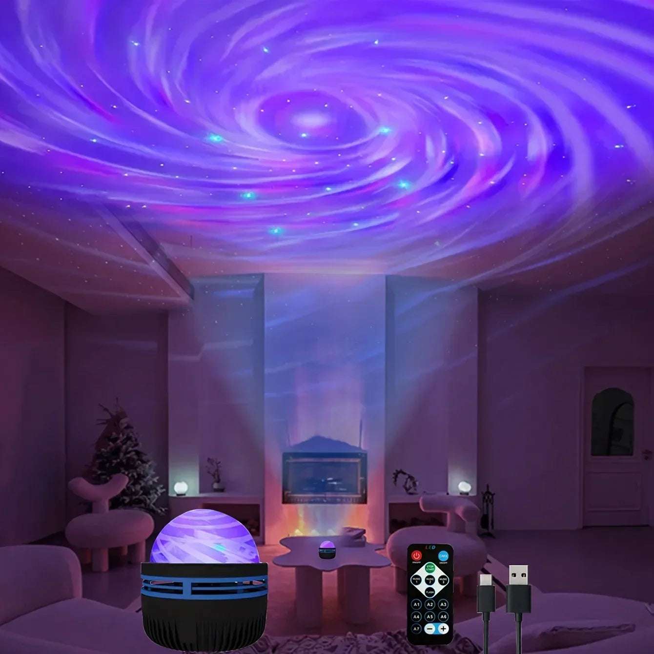 Galaxy Starry Sky LED Projector USB Powered Remote Control Night Light for Children’s Bedroom Christmas/Wedding Ambient Decor