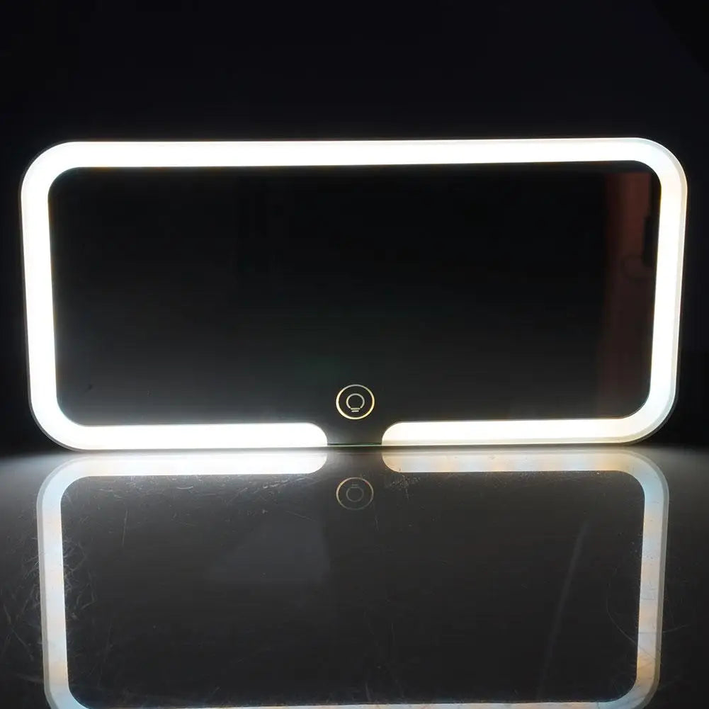 LED Light Modes Stepless Dimming Visor Makeup Mirror Rechargeable Touch Sensor Cosmetic Mirror Large Screen Car Vanity Mirror