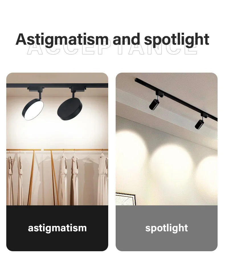 2 Wires Set LED Track Light AC220V-240V 12w 18W 24W Black Aluminum Track Lighting Rail Spot Led For Home Kitchen Clothing Shop