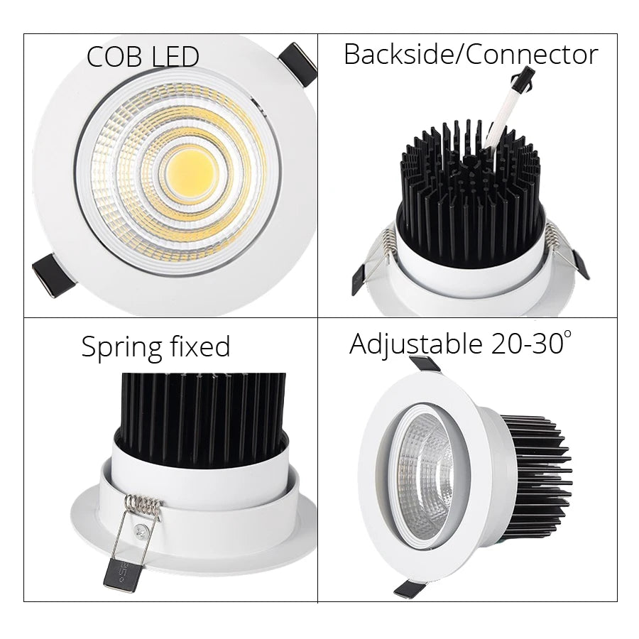 COB Spot LED Light Cut Hole 70mm 90mm Reccesed Downlight Middle Szie For Home Celing 20 square meters suggest 10-15pcs