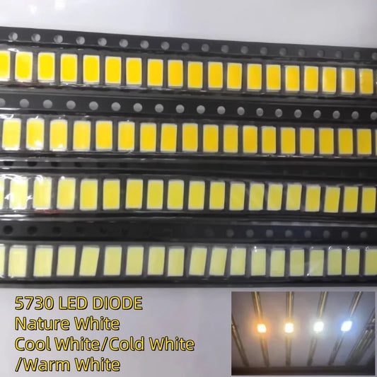 LAUBEI 100Pcs 5730-CW WW 0.5W-150Ma 50-55lm White Light 3000K 4000K 6000K 95000K SMD 5730 5630 LED 5730 diodes  3.2 - 3.4V
