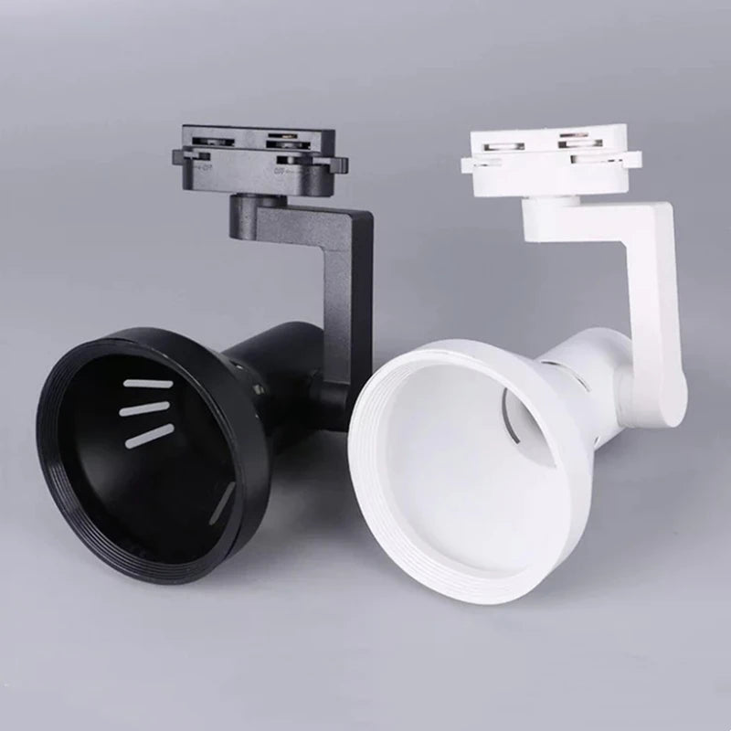 PAR30 LED E27 Track Light Bracket Base 2-Wires Rail Ceiling Lamps Holder Clothing Store Living Room Replaceable Spotlight Socket