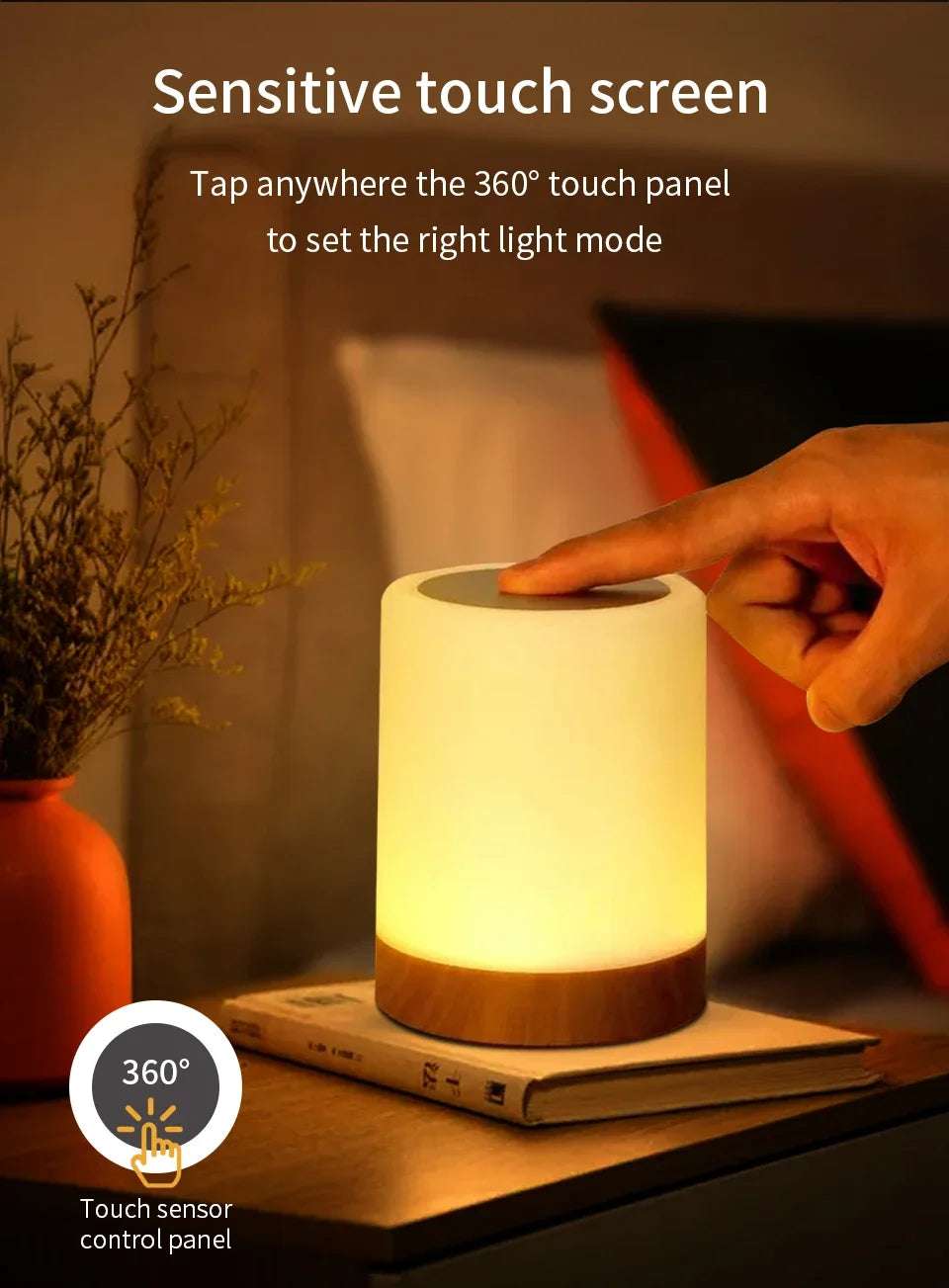 Touch Bedside Table Lamp RGB USB Rechargeable Night Light NightStand Desk Lamp Bedroom Decoration Kids Gift Dining Table Light